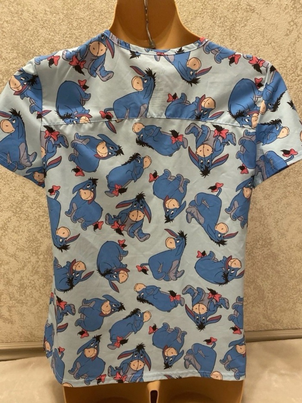 Disney Light Blue Eeyore Print Scrub Top - Picture 9 of 14